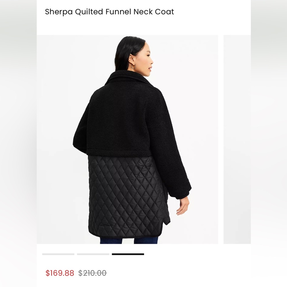 Loft Sherpa Quilted Coat Small NWT